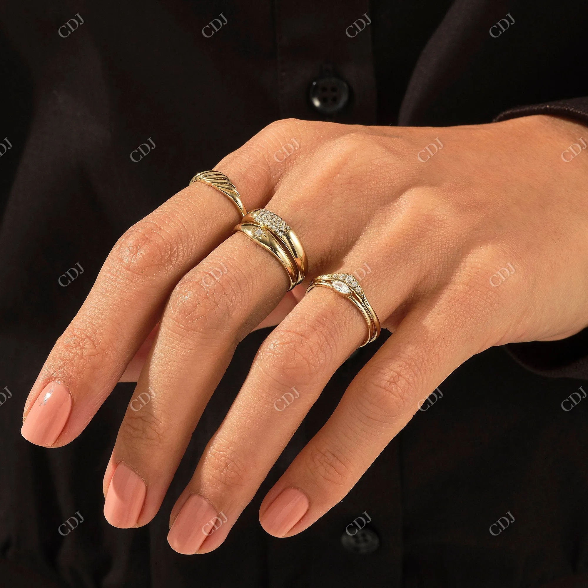 0.02CT  Real Diamond Iconic Star Signet Ring