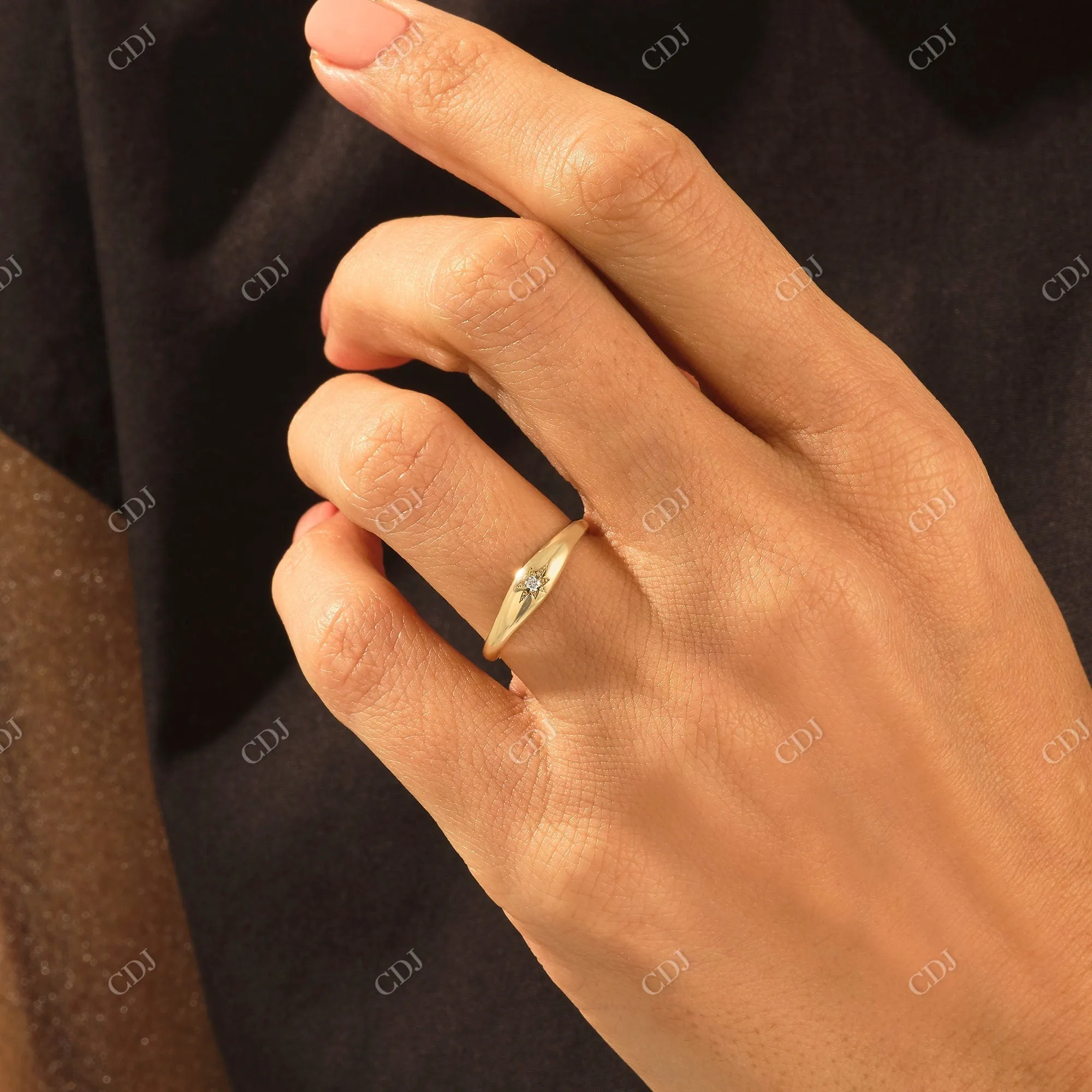 0.02CT  Real Diamond Iconic Star Signet Ring