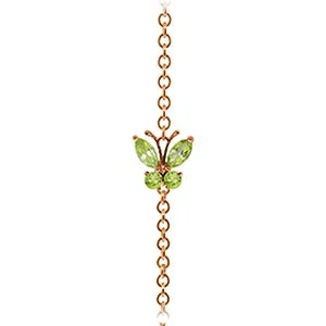 0.6 Carat 14K Solid Rose Gold Butterfly Bracelet Peridot