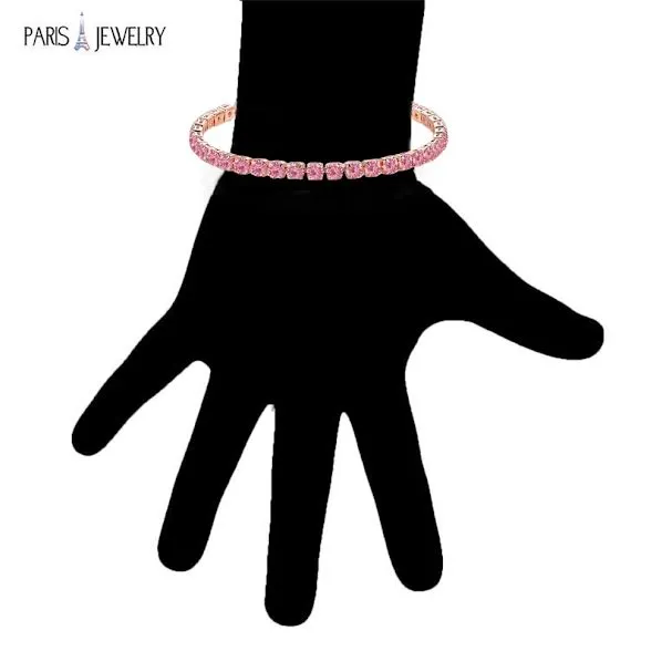10k Rose Gold 7 Cttw Created Pink Sapphire Round Adjustable Tennis Plated Bracelet