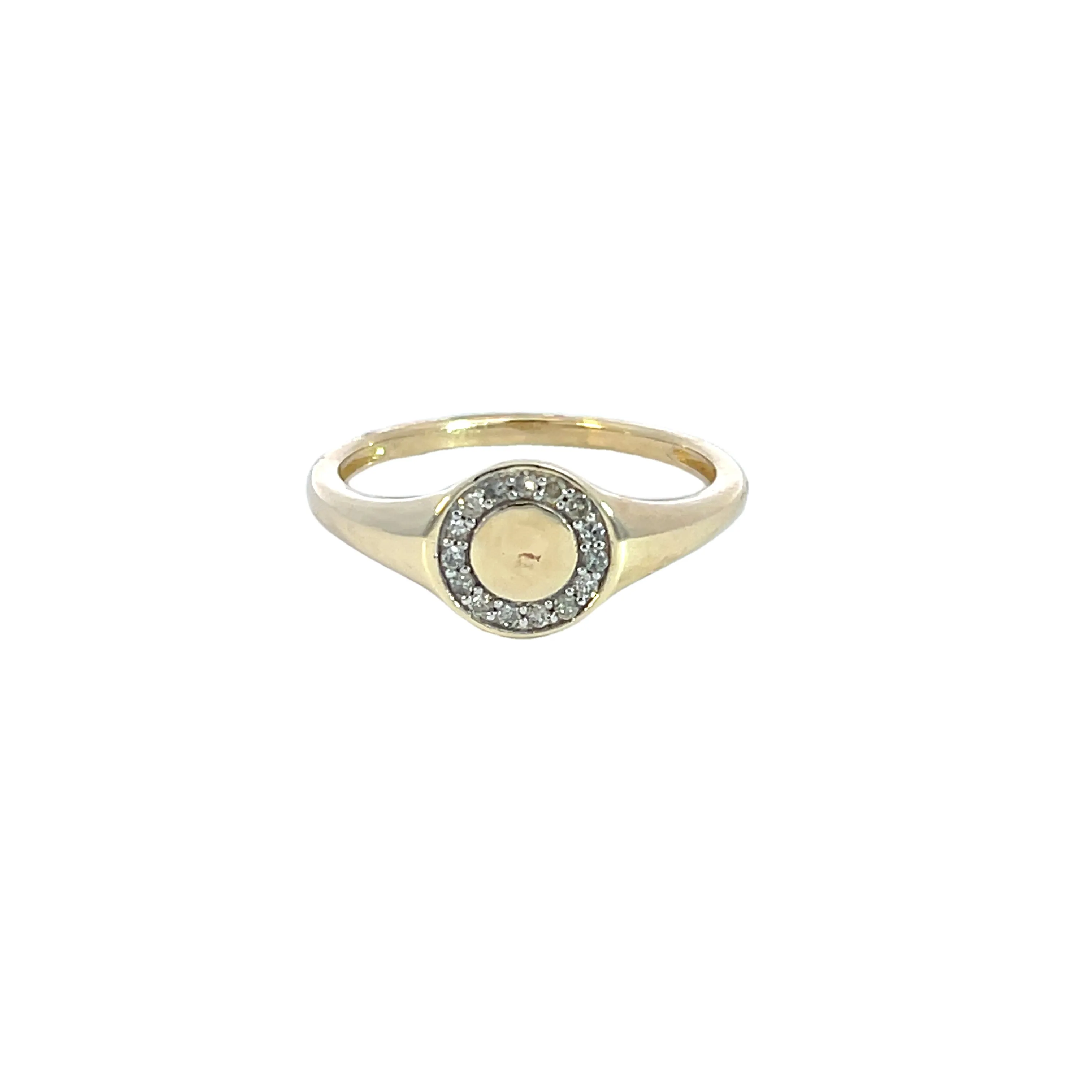 10K Yellow Gold Petite Bezel Diamond Signet Ring