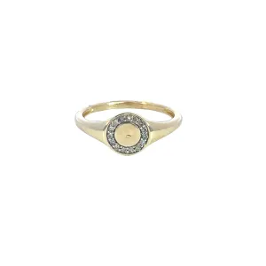 10K Yellow Gold Petite Bezel Diamond Signet Ring