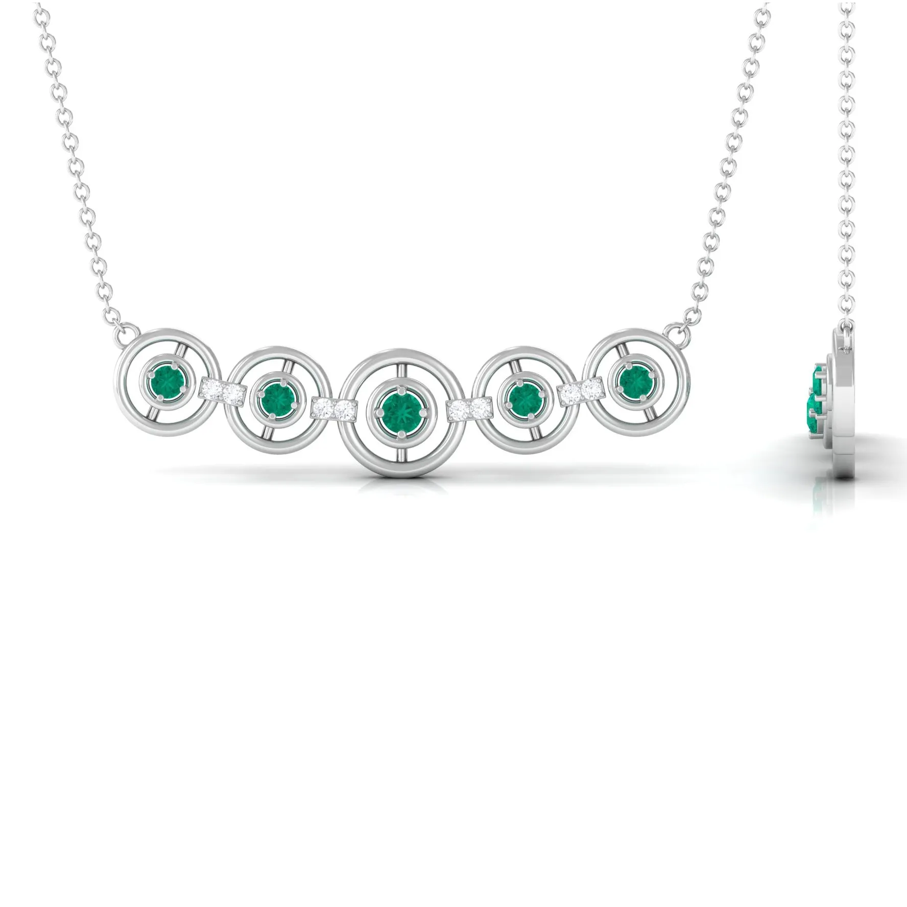 1/2 CT Emerald and Diamond Contemporary Necklace