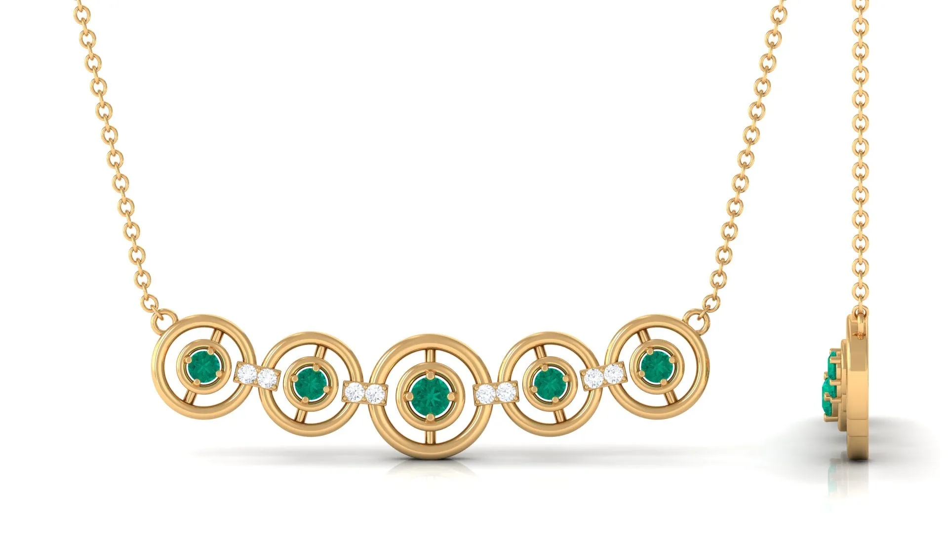 1/2 CT Emerald and Diamond Contemporary Necklace