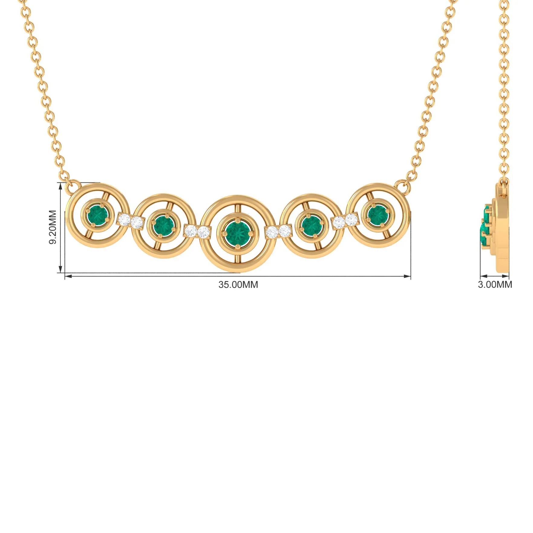 1/2 CT Emerald and Diamond Contemporary Necklace