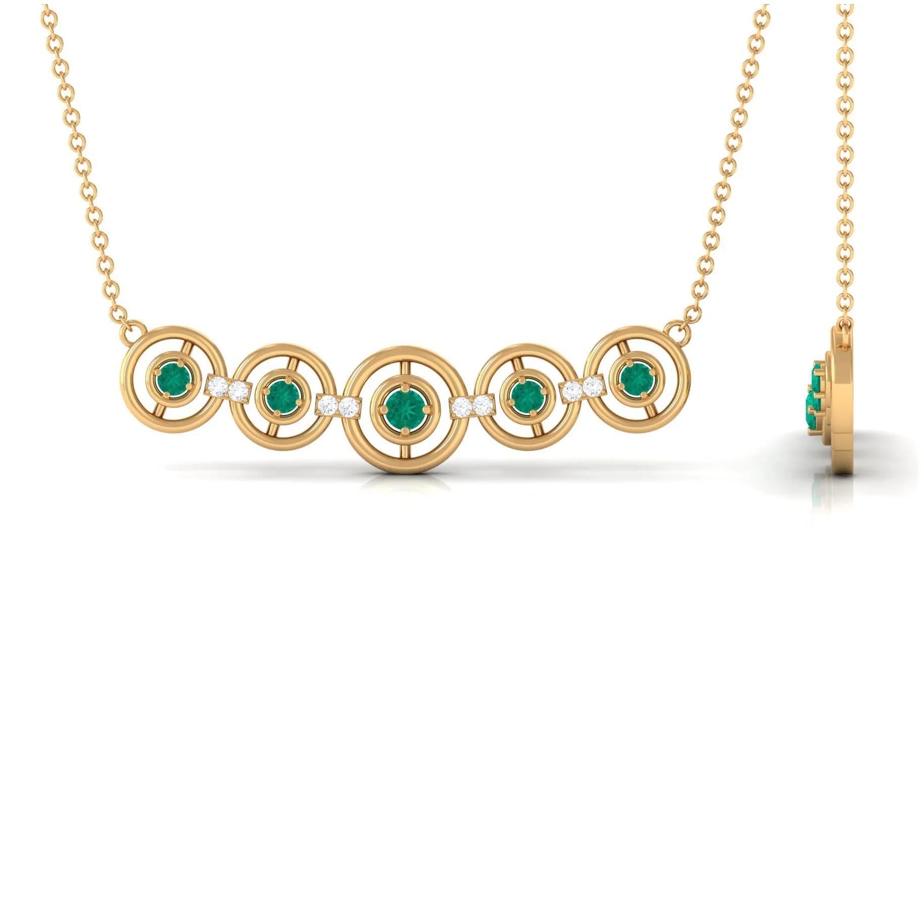 1/2 CT Emerald and Diamond Contemporary Necklace