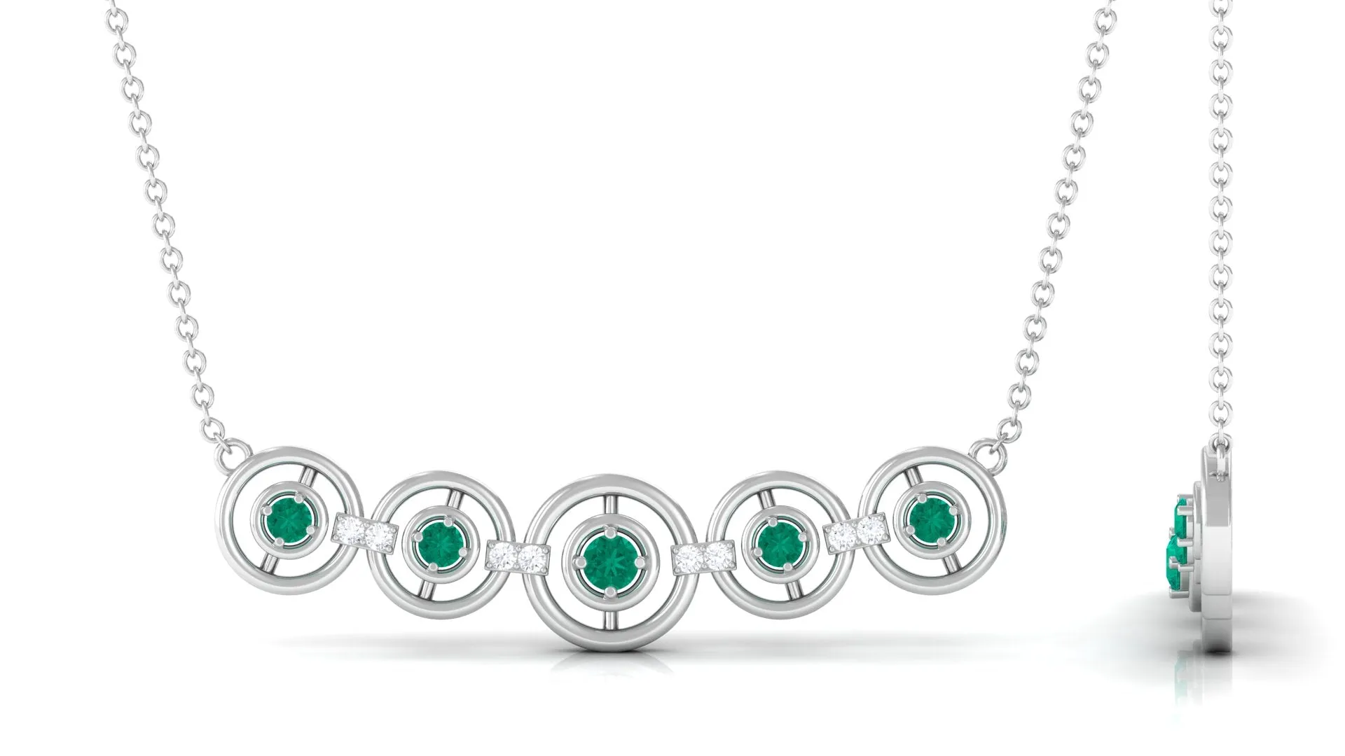 1/2 CT Emerald and Diamond Contemporary Necklace