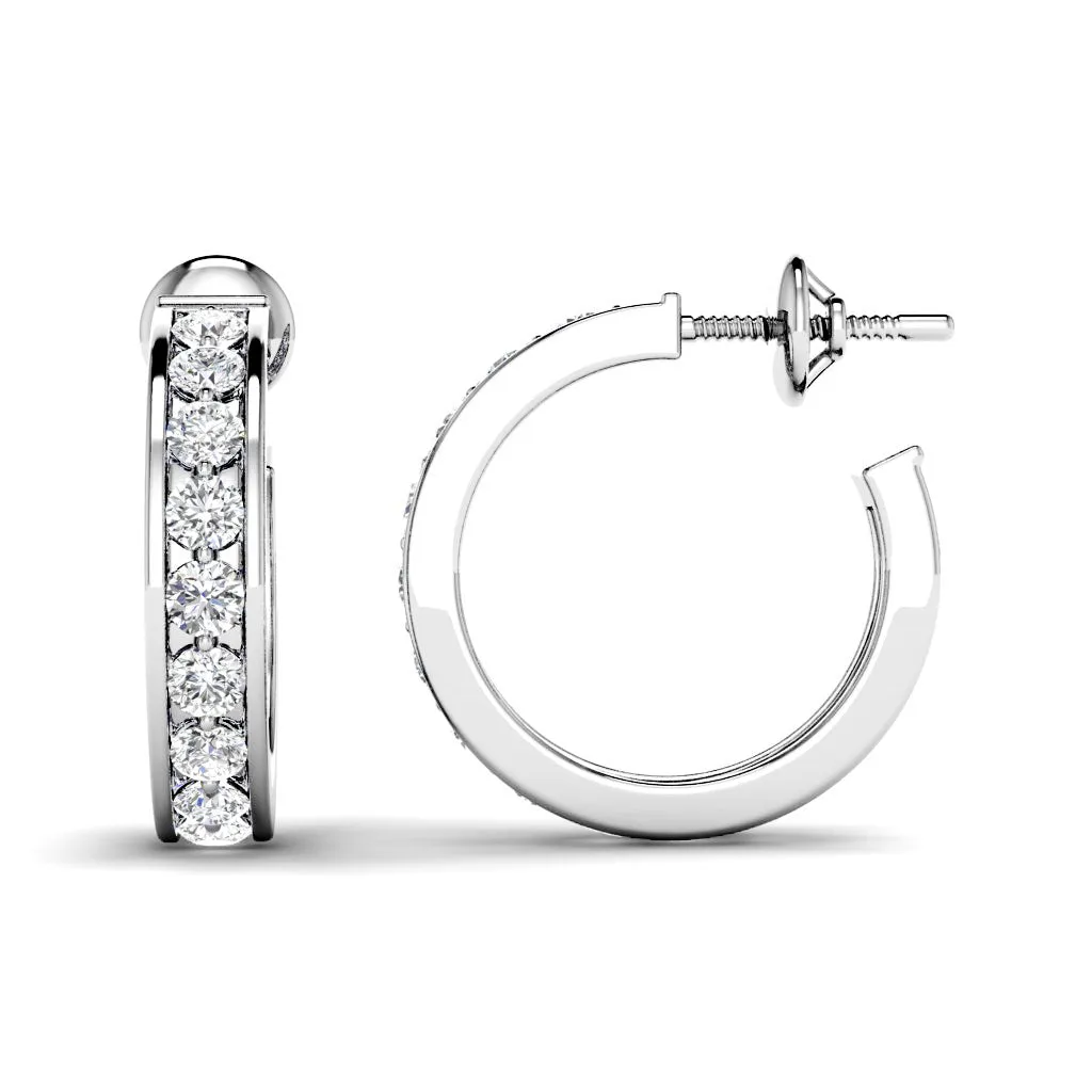 1.25 CT Round Cut Diamonds - Hoop Earrings