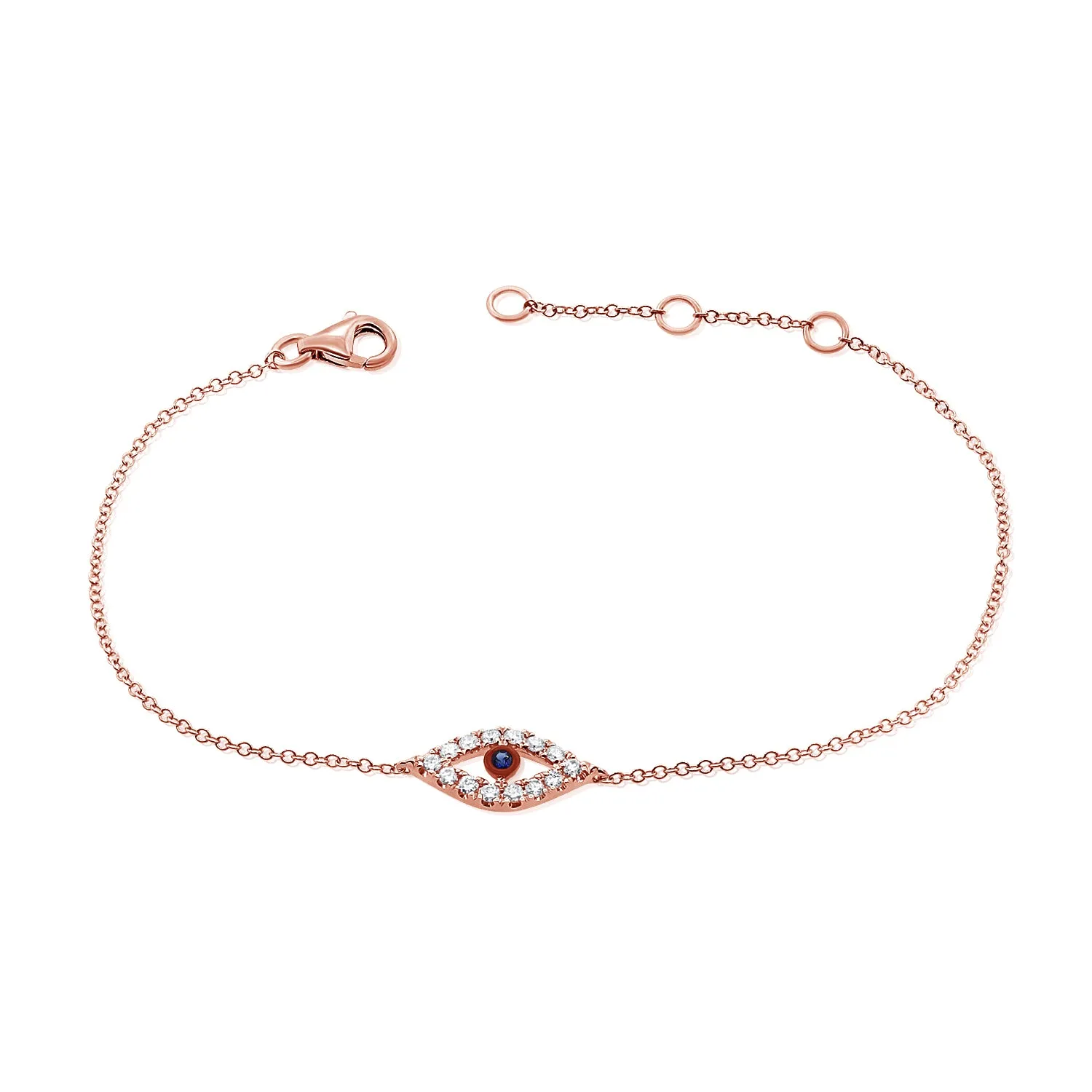14K Gold Blue Sapphire & Diamond Evil Eye Bracelet