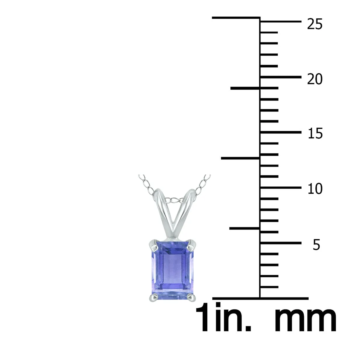 14K White Gold 5X3Mm Emerald Shaped Tanzanite Pendant
