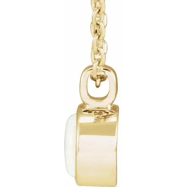 14K White or Yellow Gold Natural White Opal Bezel-Set 16-18" Necklace