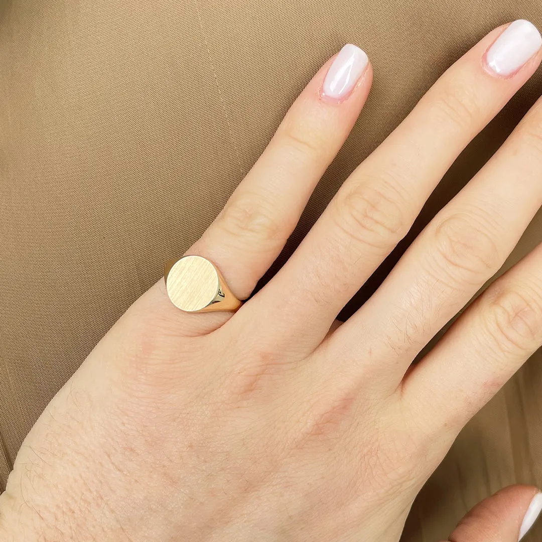 14K Yellow Gold 12x10mm Oval Signet Ring
