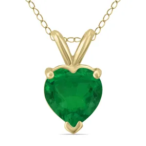 14K Yellow Gold 5Mm Heart Emerald Pendant