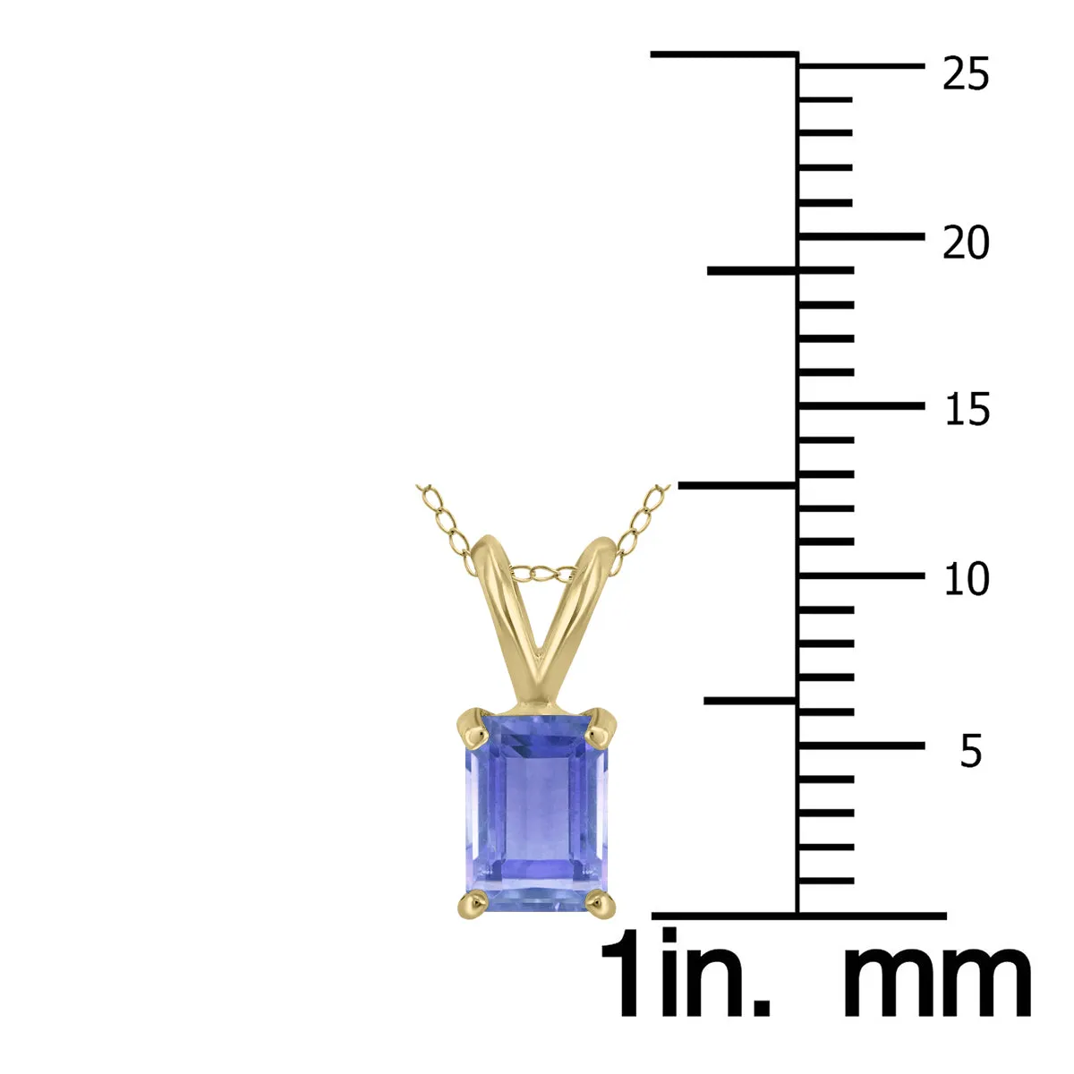 14K Yellow Gold 6X4Mm Emerald Shaped Tanzanite Pendant
