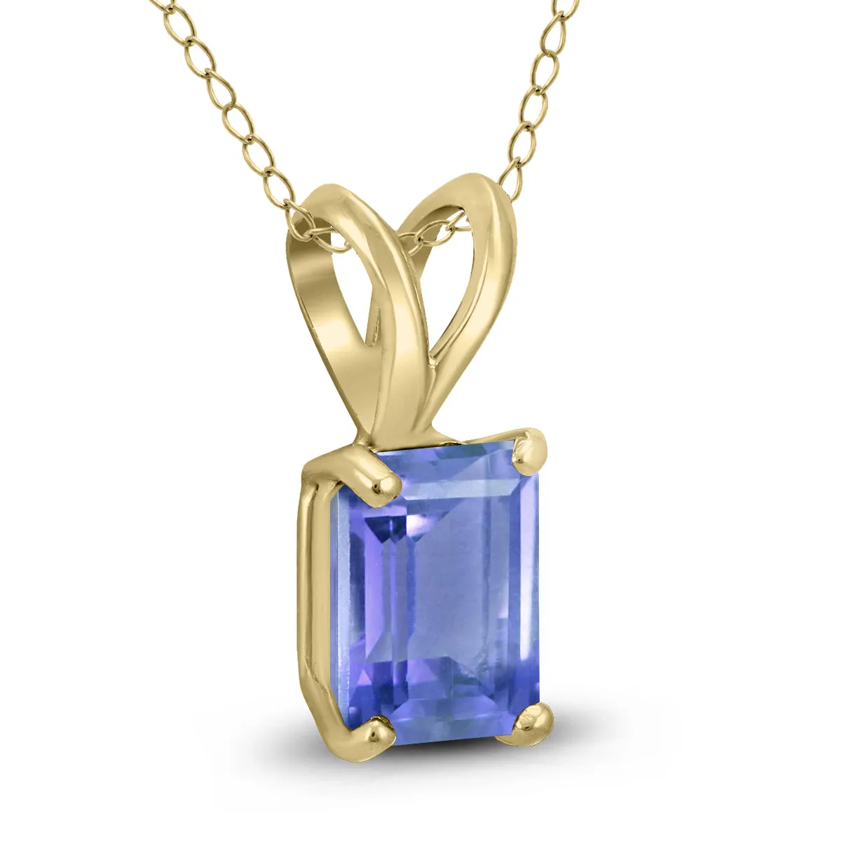 14K Yellow Gold 6X4Mm Emerald Shaped Tanzanite Pendant