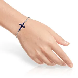 1.7 Carat 14K Solid White Gold Cross Bracelet Natural Sapphire