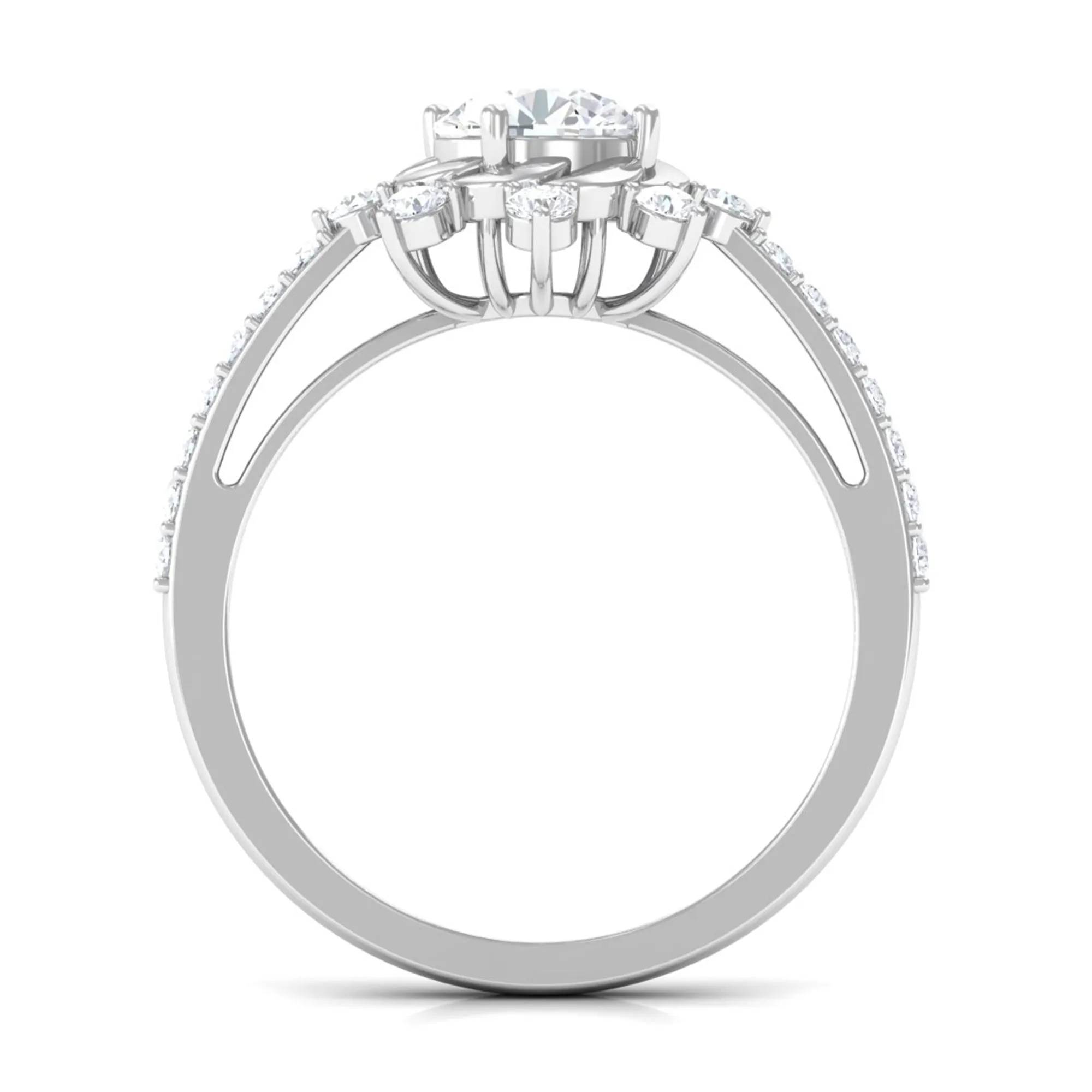 1.75 CT Round Zircon Designer Engagement Ring in Gold