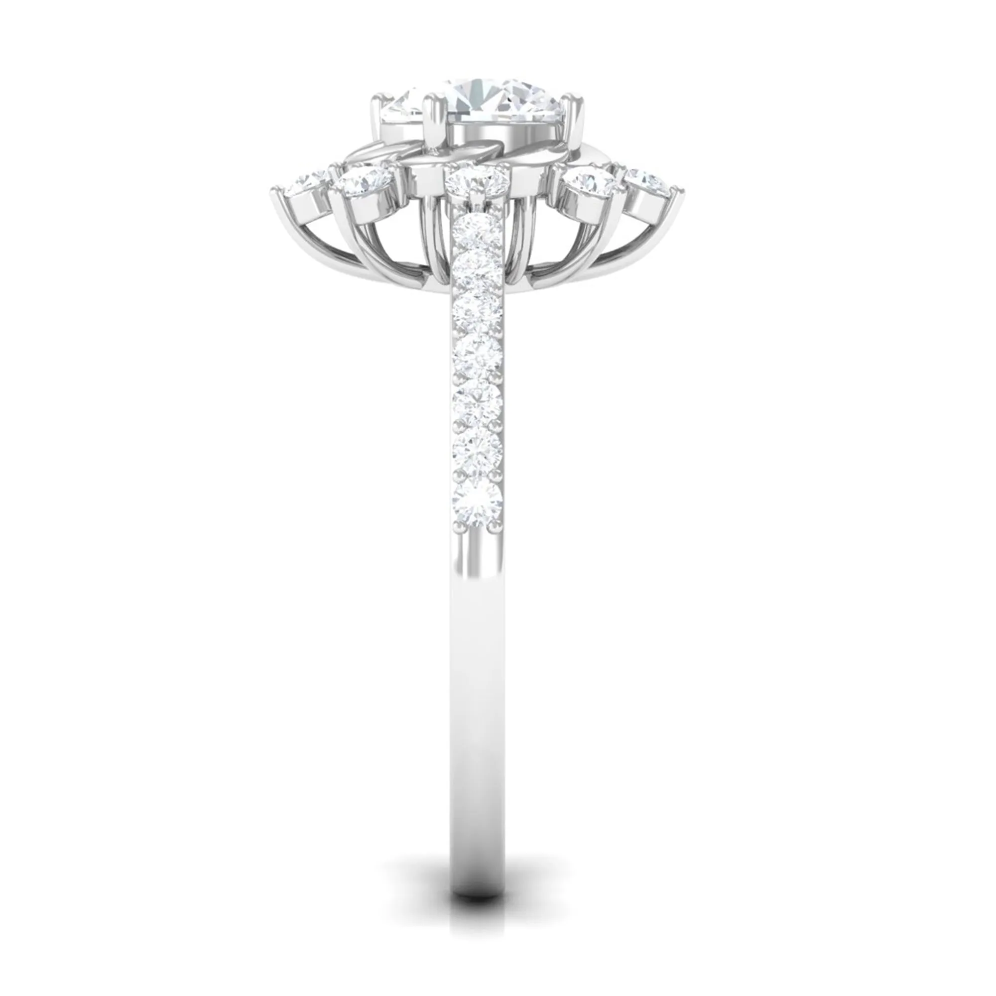 1.75 CT Round Zircon Designer Engagement Ring in Gold