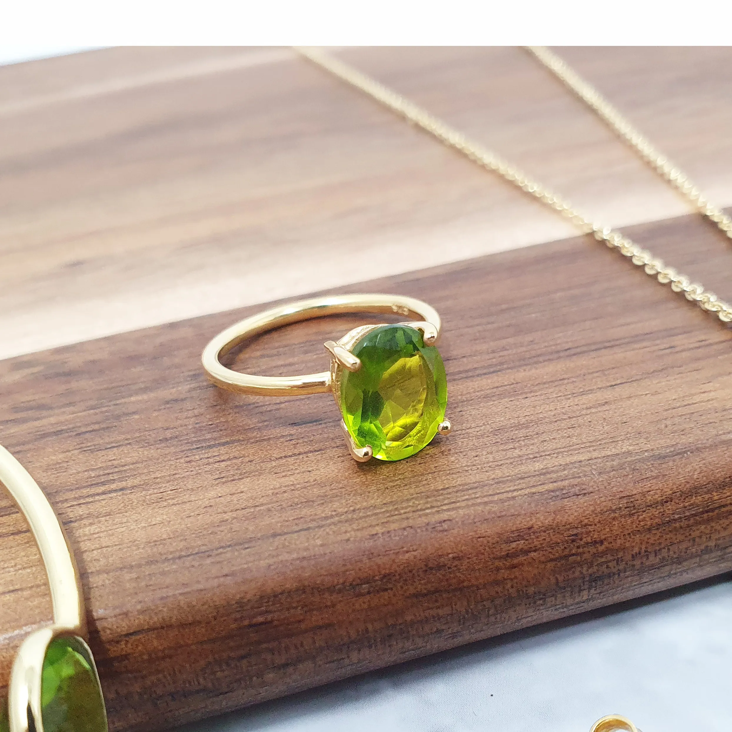 18ct Gold Vermeil Peridot Glow August Birthstone Ring