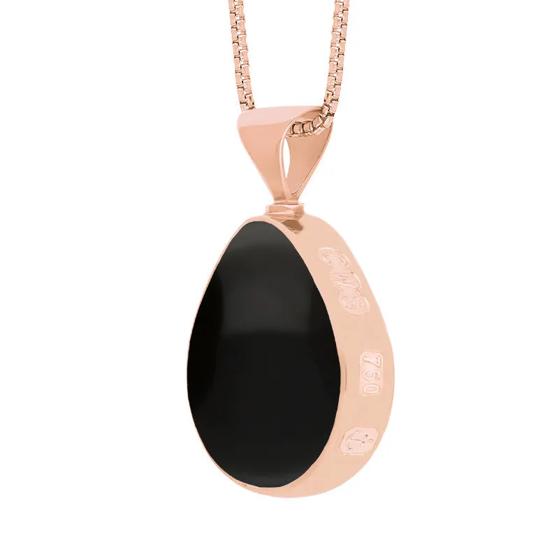 18ct Rose Gold Whitby Jet Lapis Lazuli Queens Jubilee Hallmark Double Sided Pear-shaped Necklace