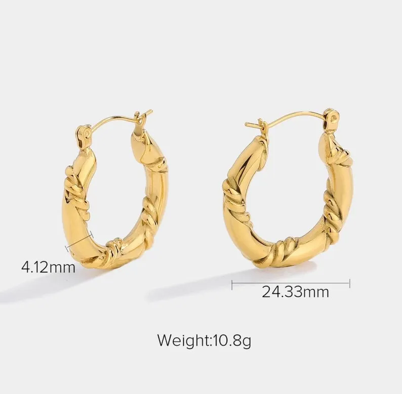 18K Gold-Filled Twisted Rope Hoop Earrings