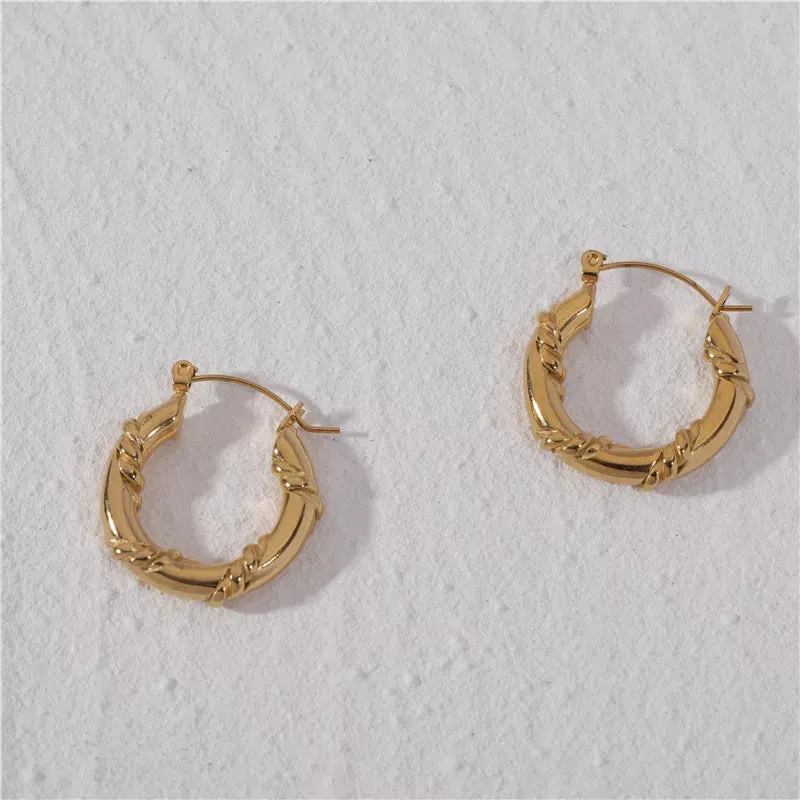 18K Gold-Filled Twisted Rope Hoop Earrings
