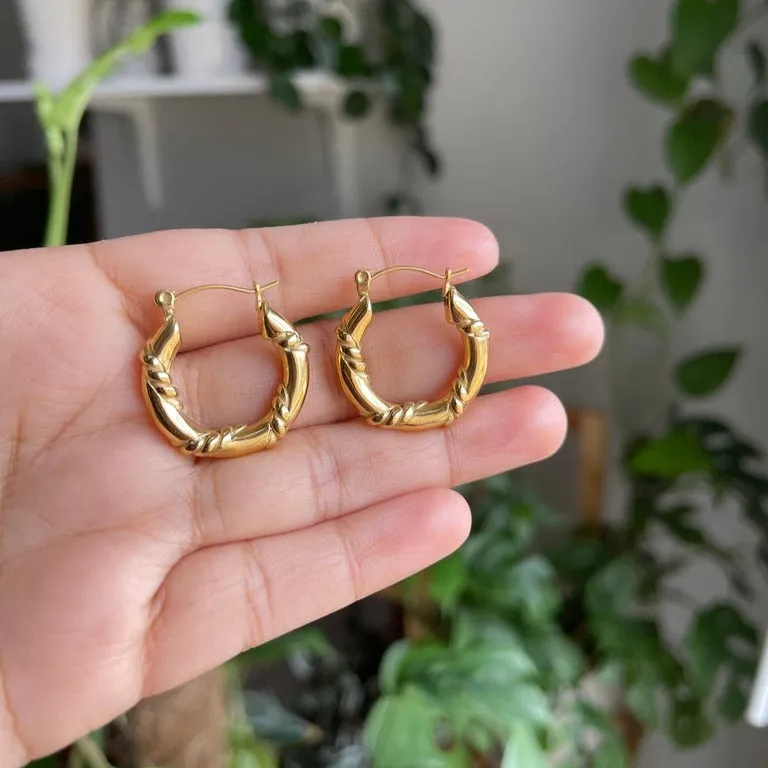 18K Gold-Filled Twisted Rope Hoop Earrings