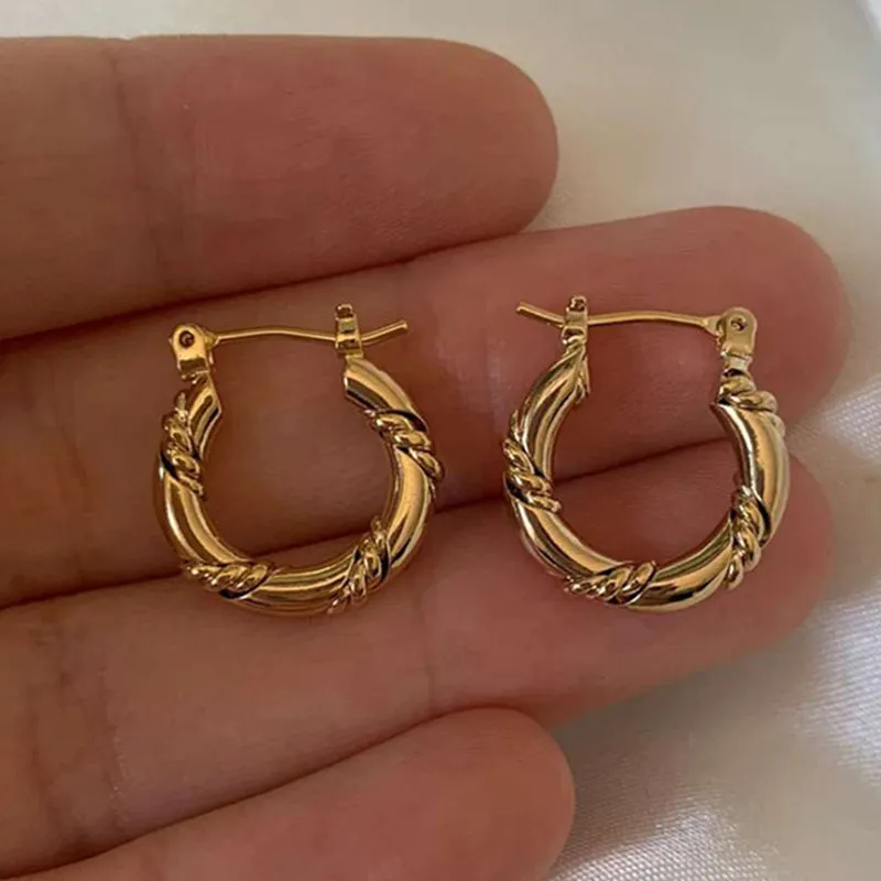 18K Gold-Filled Twisted Rope Hoop Earrings