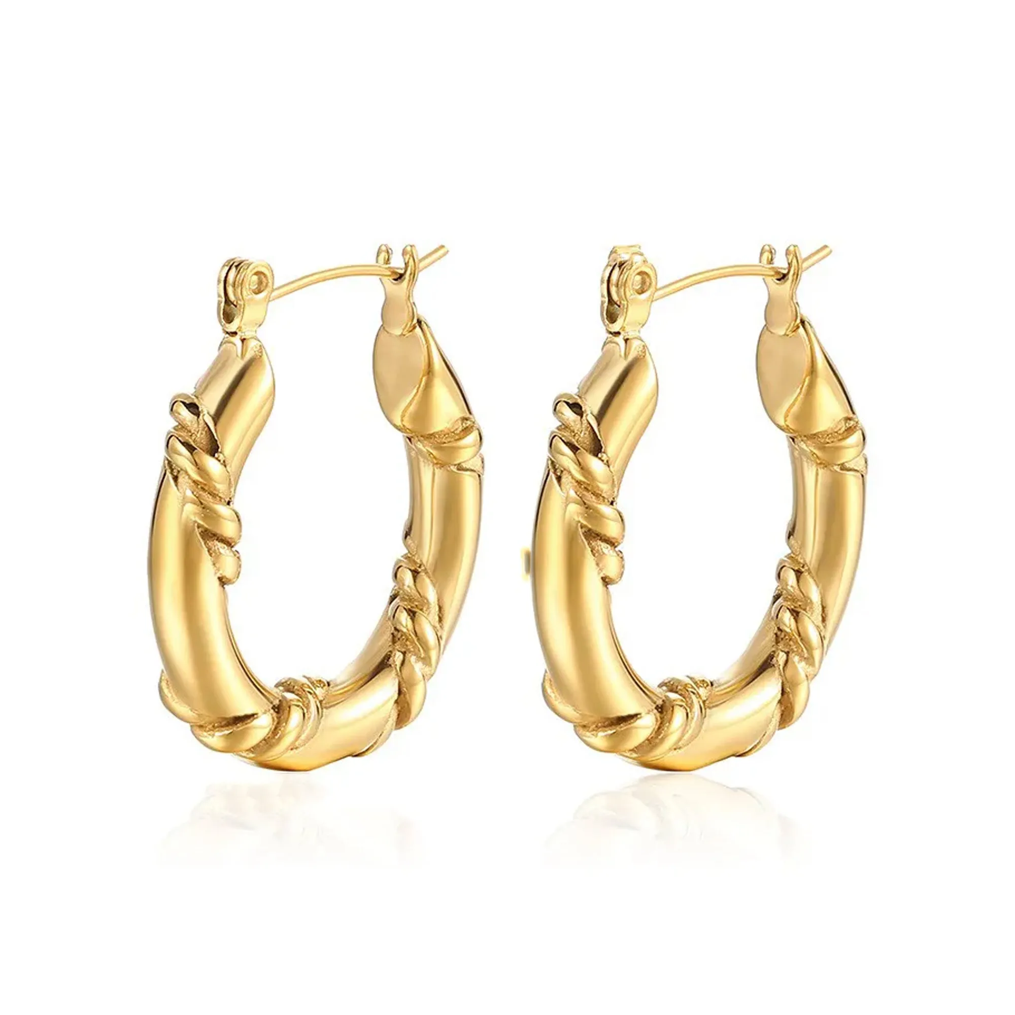 18K Gold-Filled Twisted Rope Hoop Earrings