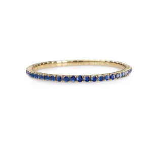 18K Gold Stretch Blue Sapphire Tennis Bracelet, 2.25-8.58 Carats
