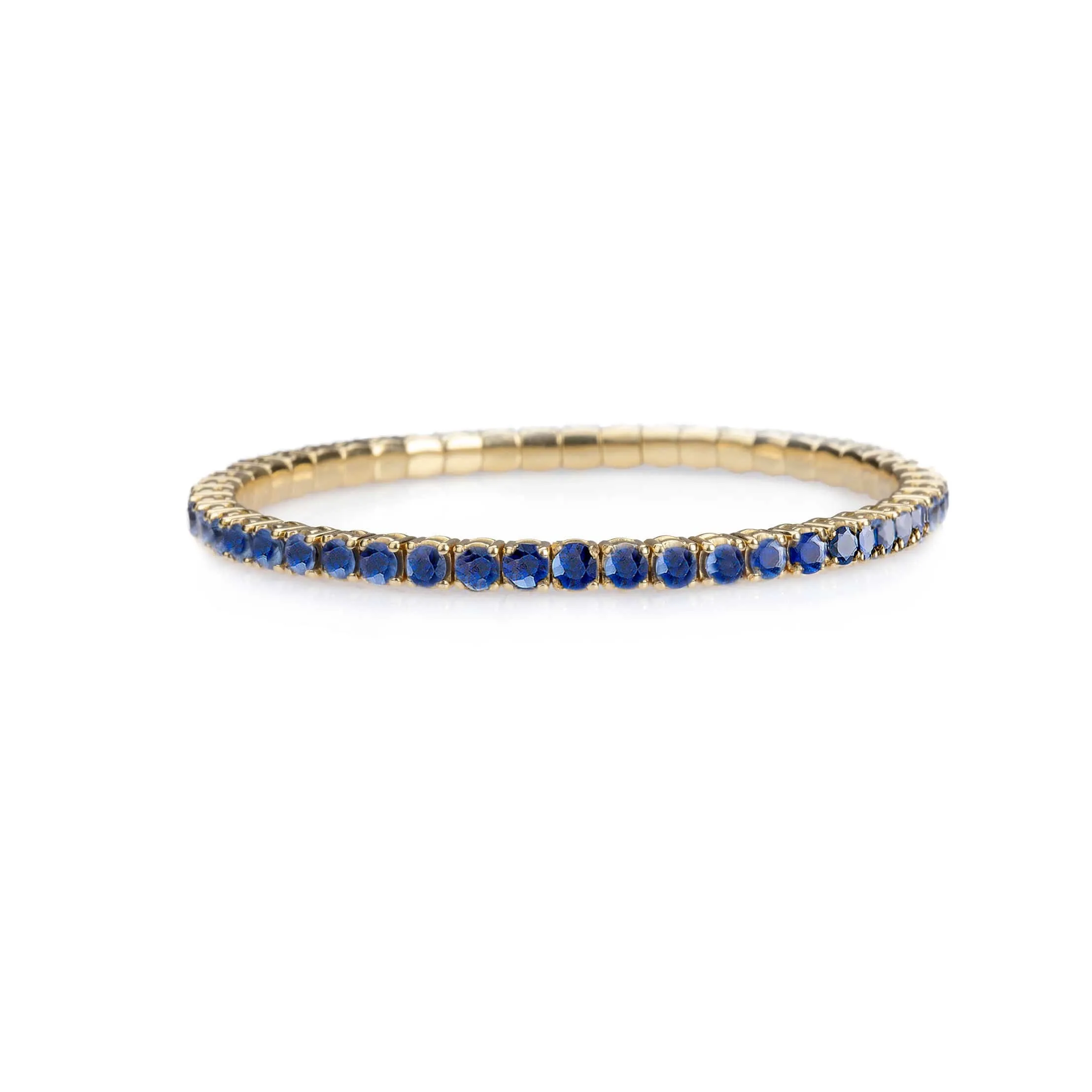 18K Gold Stretch Blue Sapphire Tennis Bracelet, 2.25-8.58 Carats