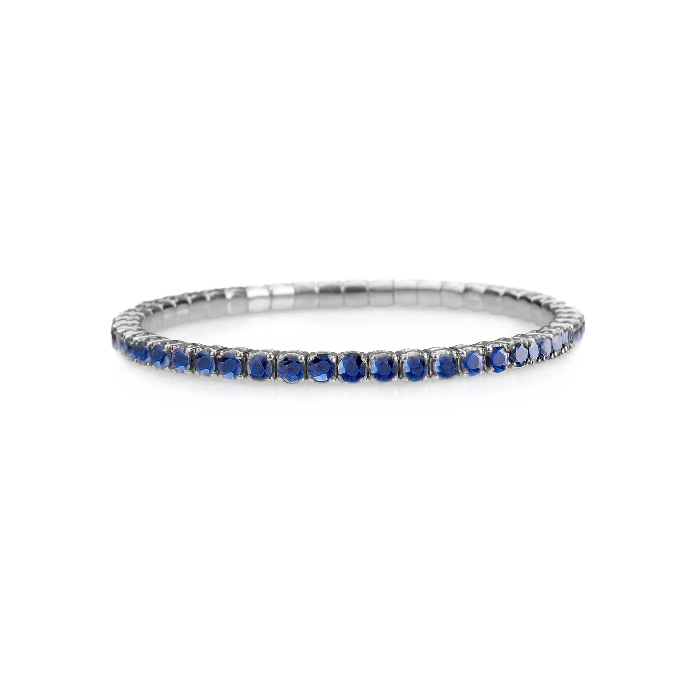 18K Gold Stretch Blue Sapphire Tennis Bracelet, 2.25-8.58 Carats