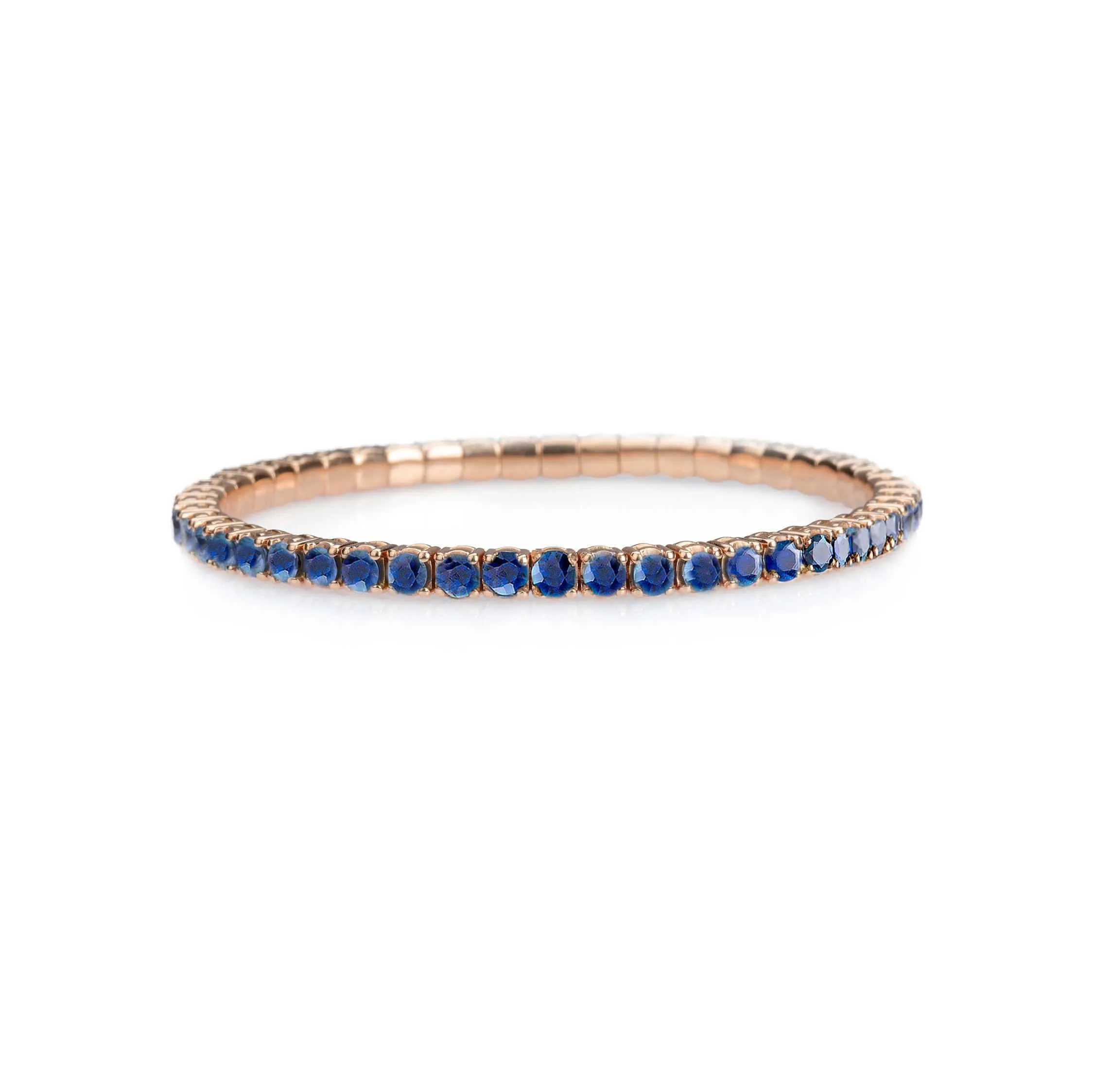 18K Gold Stretch Blue Sapphire Tennis Bracelet, 2.25-8.58 Carats