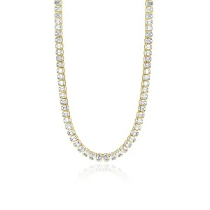 18K YELLOW GOLD EMERALD-CUT DIAMOND TENNIS NECKLACE - 20.59CTW