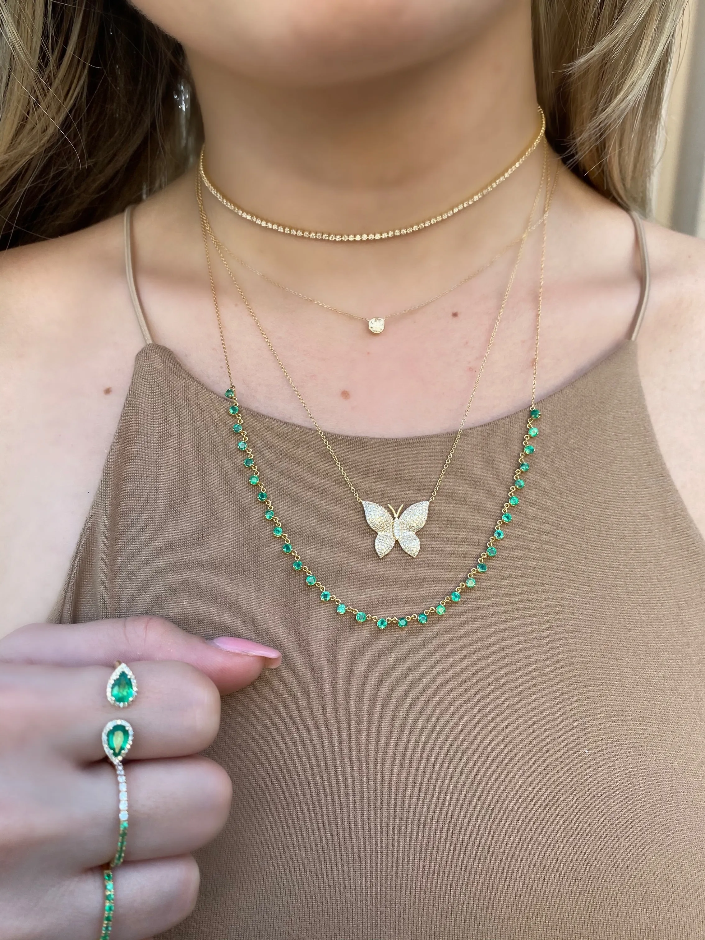 18K Yellow Gold Emerald Necklace