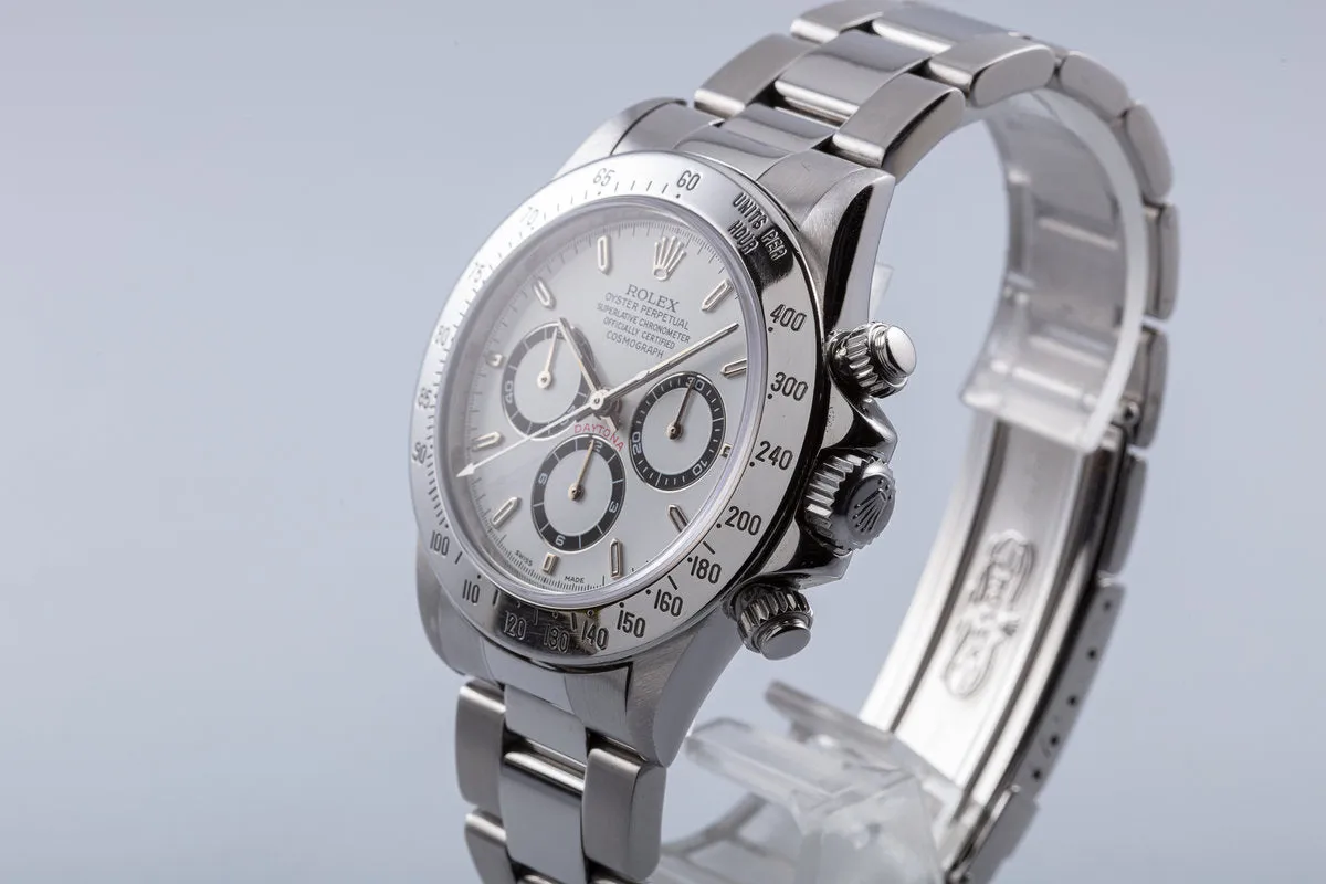 1993 Rolex Zenith Daytona 16520 White Service Dial with Service Papers & Box