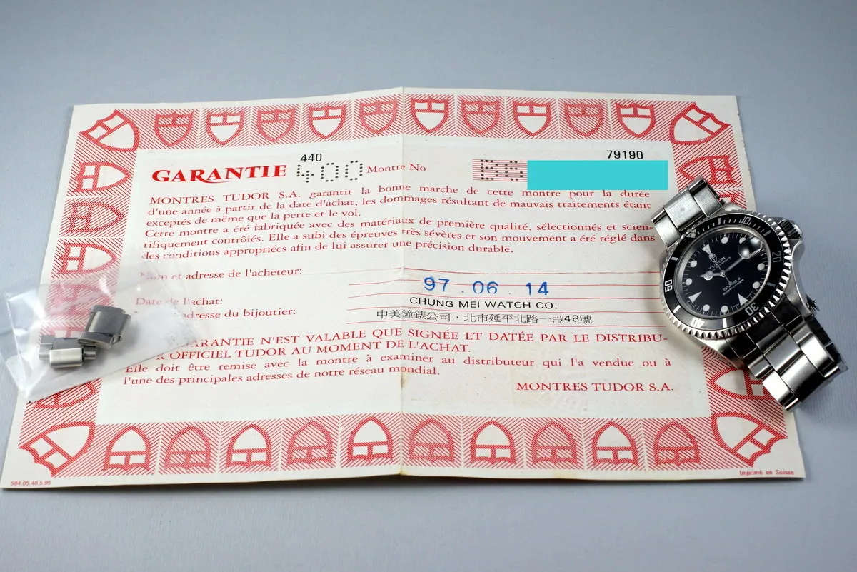 1995 Tudor Submariner 79190 with Papers