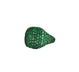 2.41ct Emerald 18K Gold Pave Signet Ring