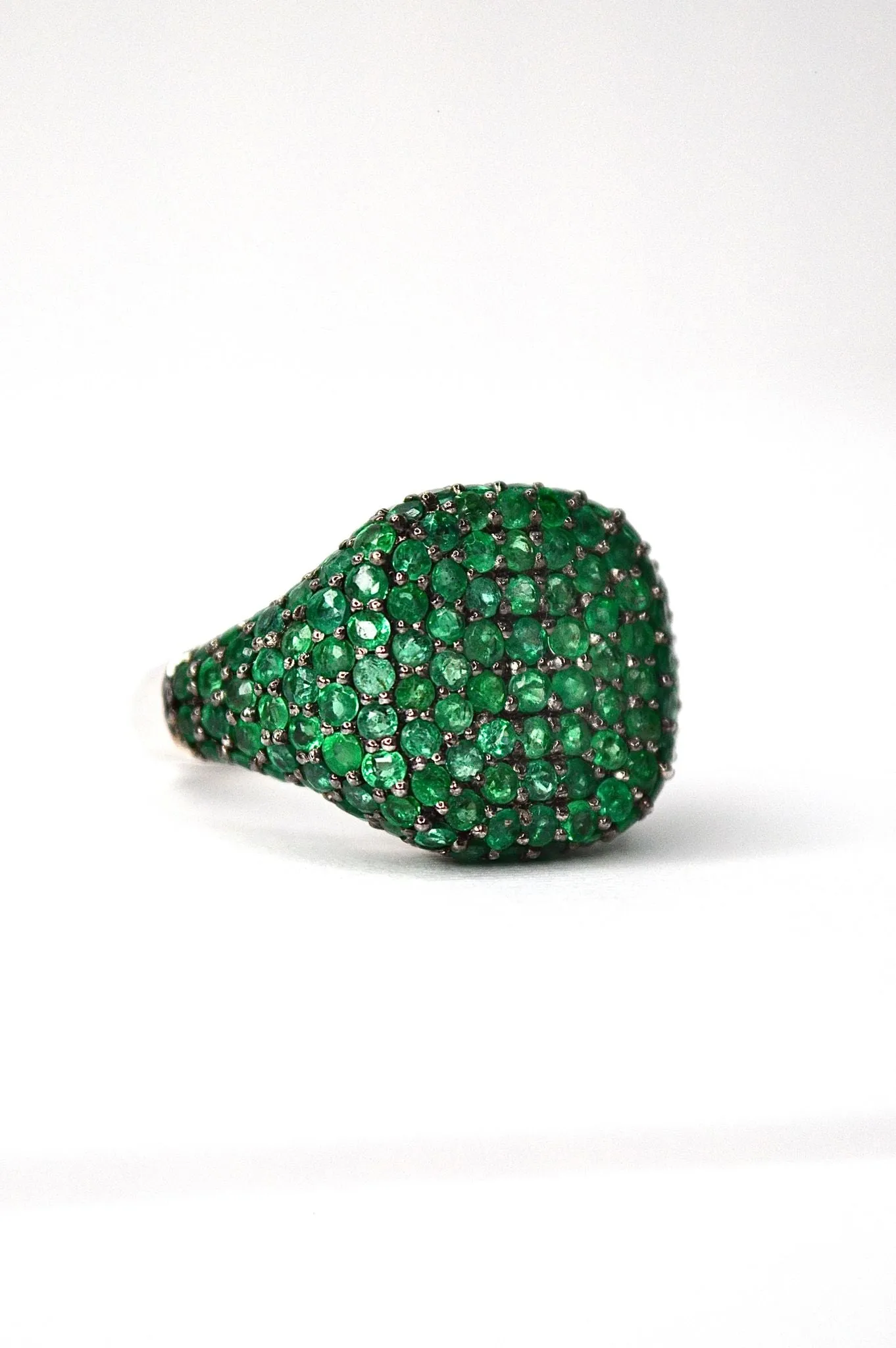 2.41ct Emerald 18K Gold Pave Signet Ring