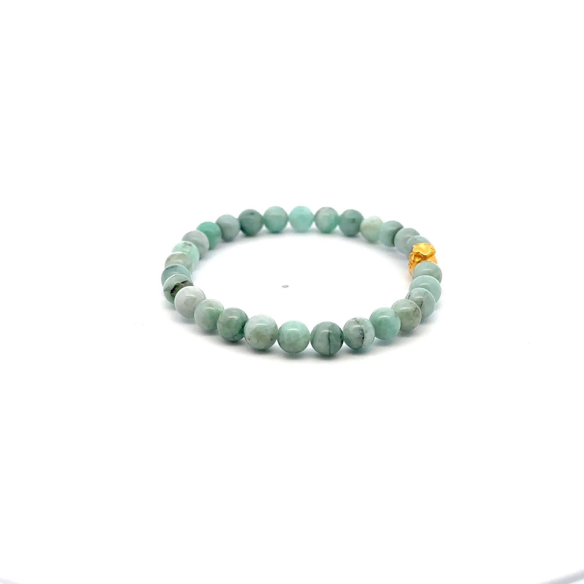 24K Gold Money Bag Lucky Charm Bracelet Gemstones Emerald May Birthstones 6mm Size 6.5"