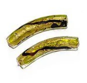 33 x 7mm Murano Glass Bracelet Tubes - Chocolate Peridot (1 Pair)