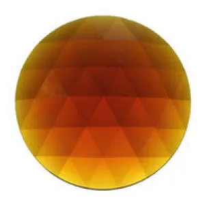 35mm (1.40 Inch) Round Amber Faceted Glass Jewel Flat Back