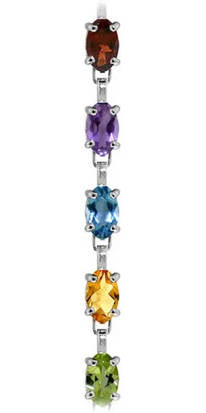 5.46 Carat 14K Solid White Gold Tennis Bracelet Multi Gemstones