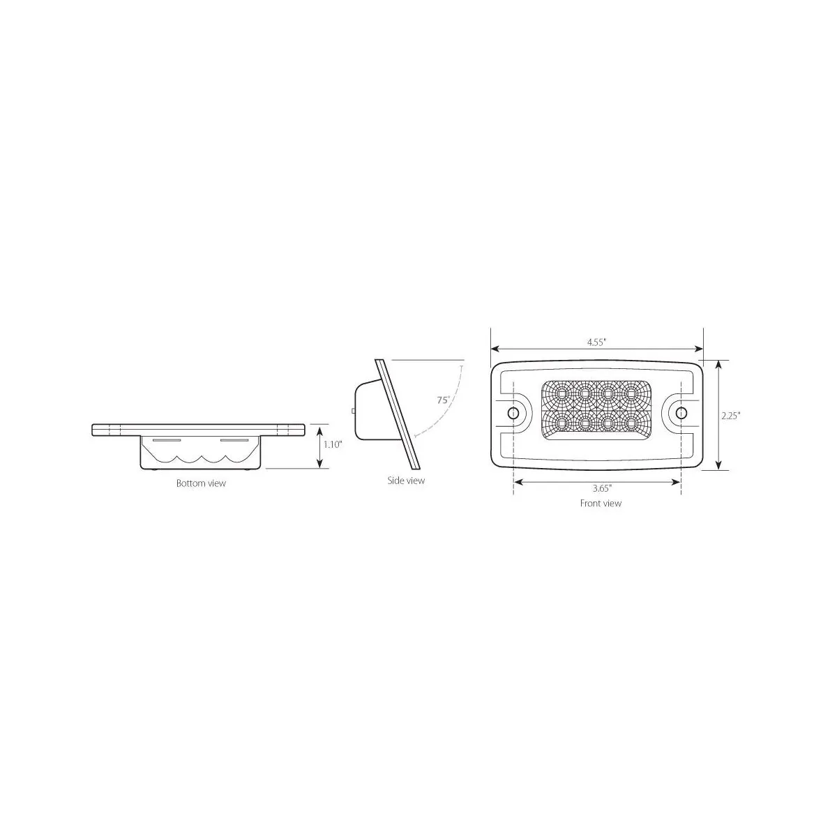 76321 RECT. SPYDER AMBER/CLEAR 8 LED FOR FL VISOR/CAB MARKER LIGHT