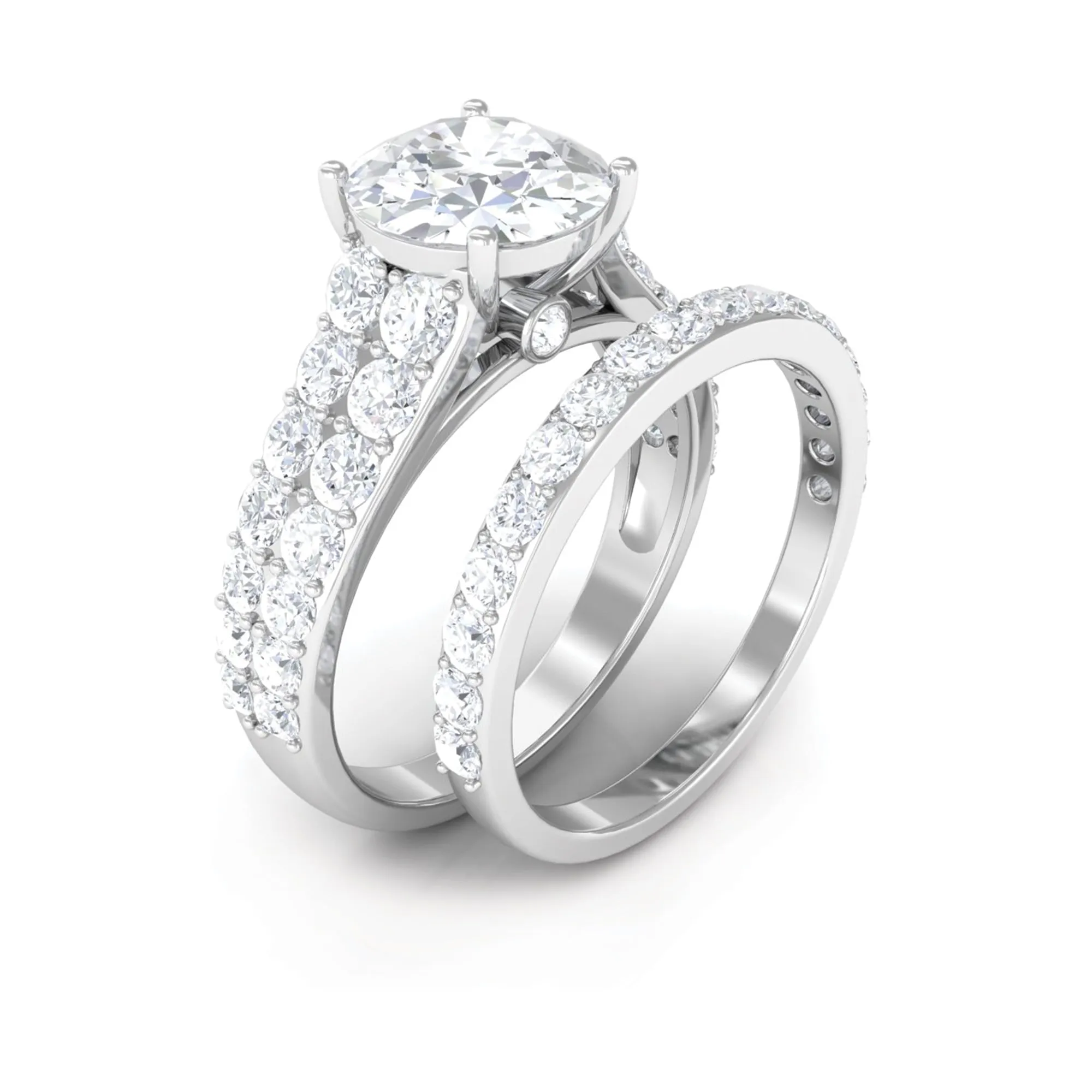 8 MM Zircon Wedding Ring Set in Prong Setting