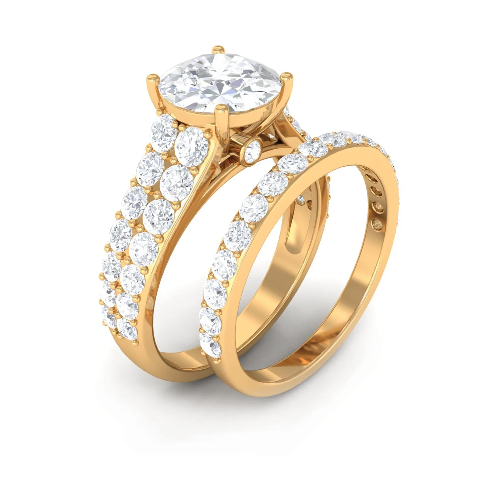 8 MM Zircon Wedding Ring Set in Prong Setting