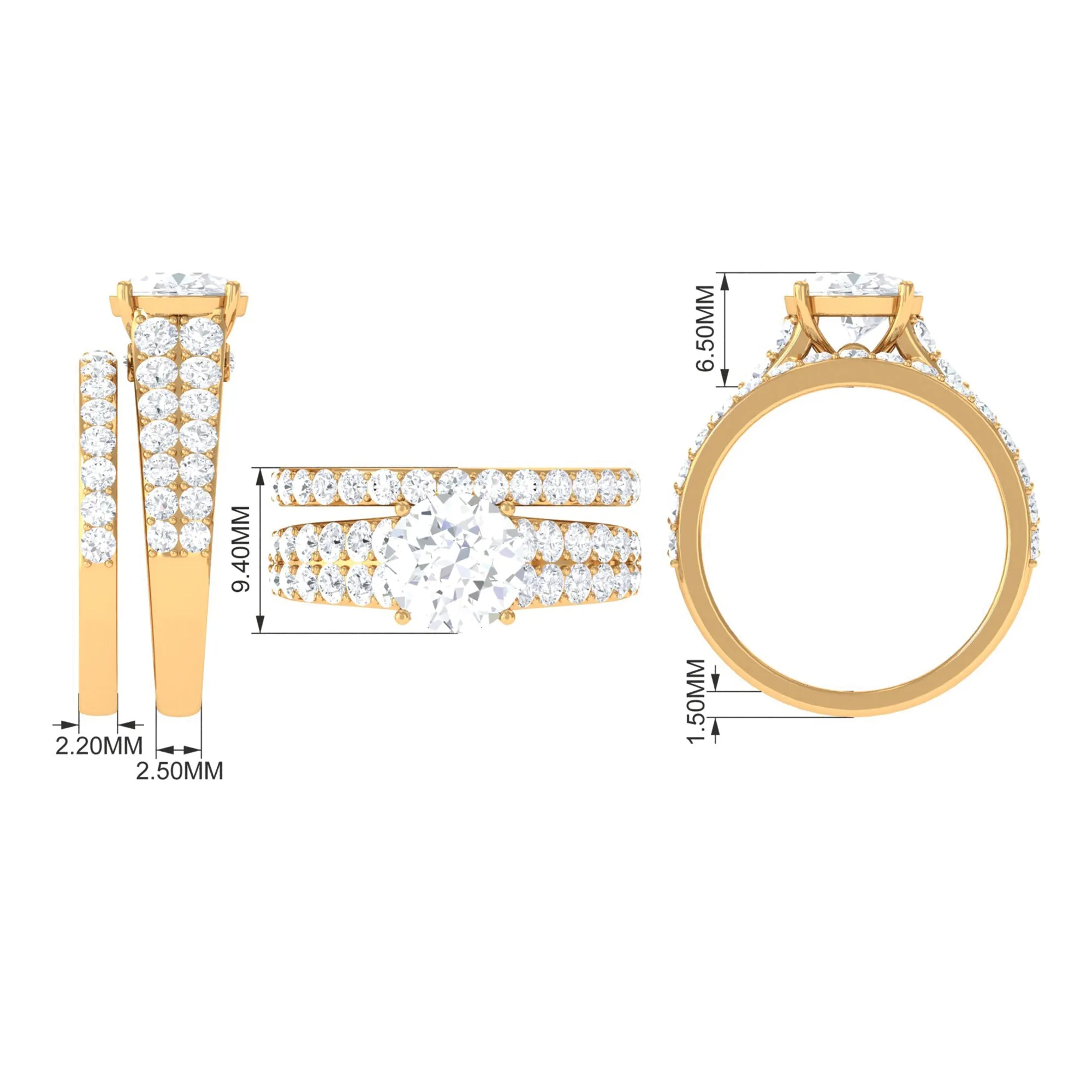 8 MM Zircon Wedding Ring Set in Prong Setting