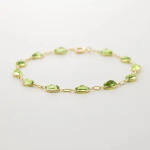 9ct Gold Bezel Set Peridot Bracelet