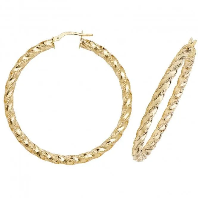 9ct Yellow Gold 60mm Double-Crescent Hoop Earrings ER954