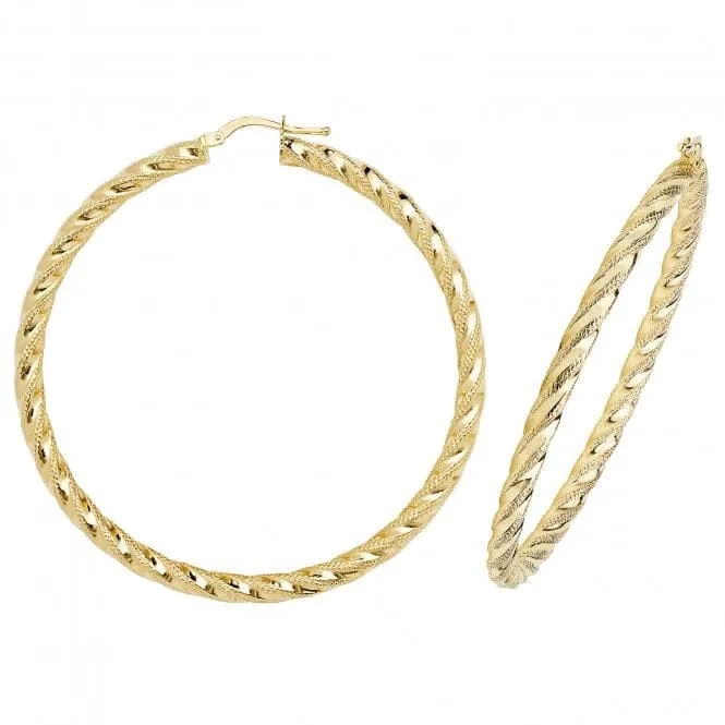 9ct Yellow Gold 60mm Double-Crescent Hoop Earrings ER954